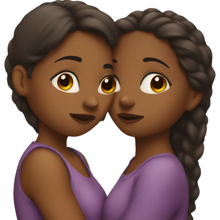 Two brown girls kissing emoji