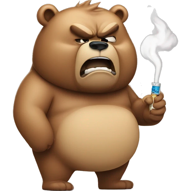 Angry fat bear mad smoking cbd cig emoji