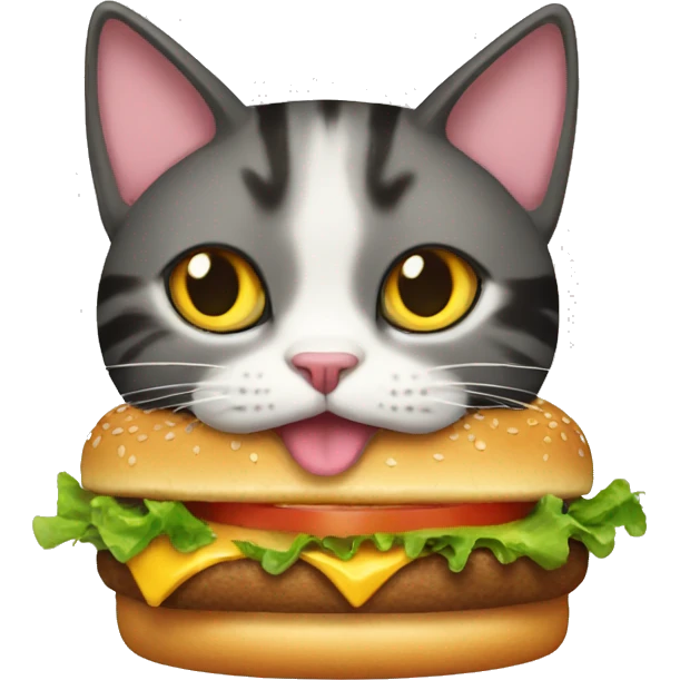 cat eat burger emoji