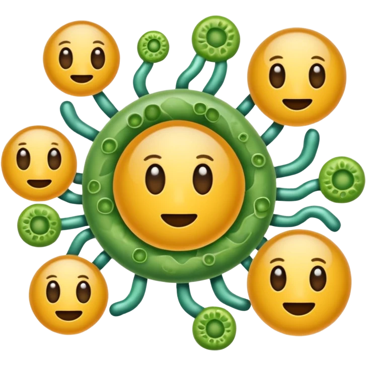 bacteria with cell organelles, simple and expressive, emoji style emoji