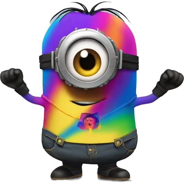 Despicable me character mega minion with rainbow super powers emoji