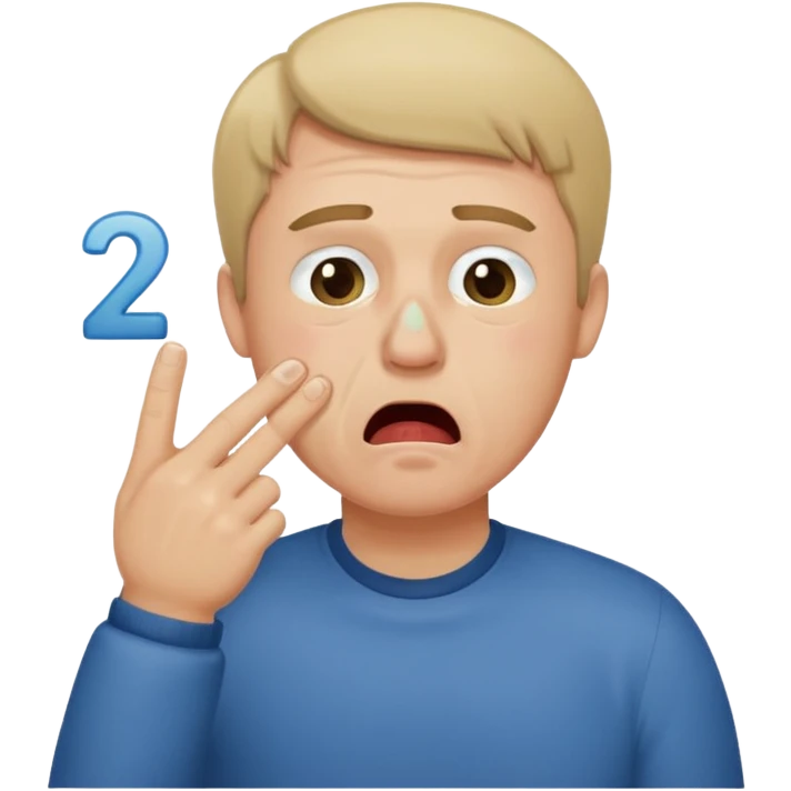 Man Coughing While Crying And holding number two up emoji