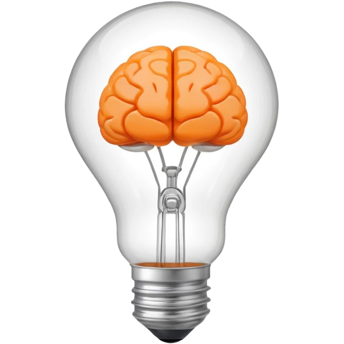 a clear lightbulb with a small orange brain inside it emoji