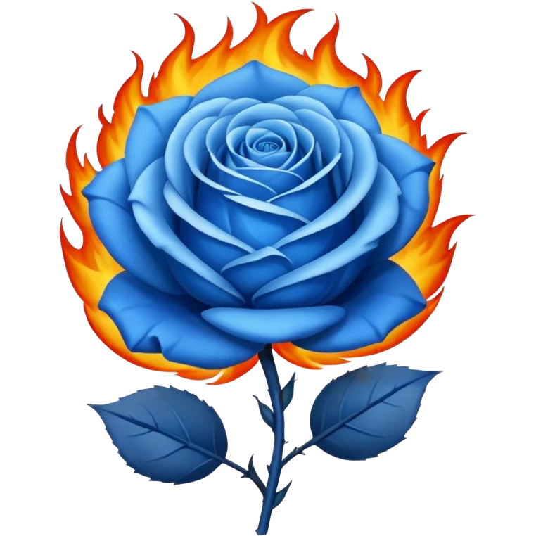 Blue rose in big flame emoji