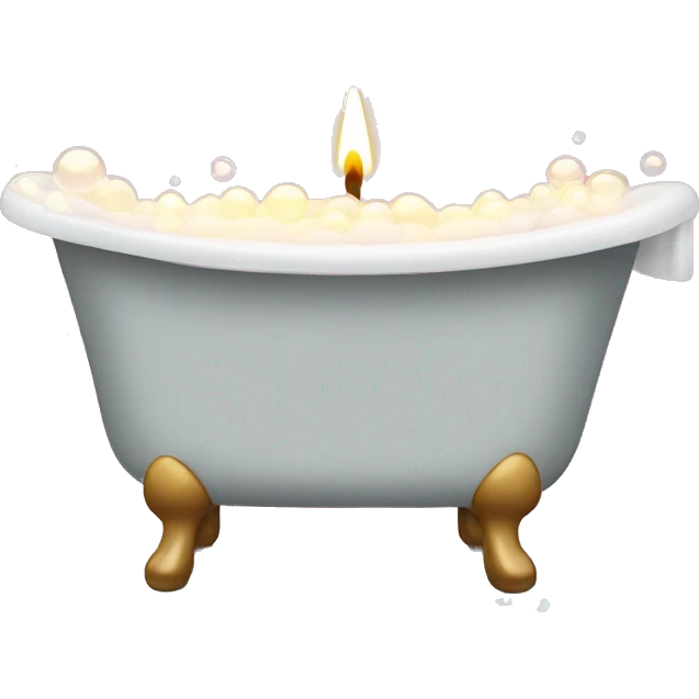 bath tub filled with bubbles and a candle next to it emoji