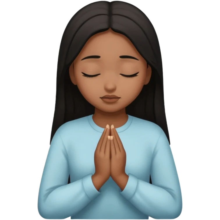 brown girl praying curls black hair and eyes closed emoji