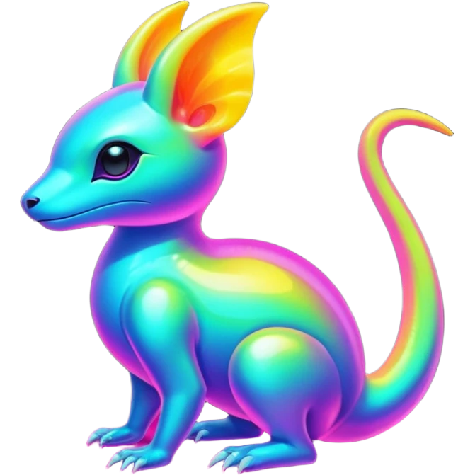Exotic futuristic lush warm-colored neon Fakémon-Fionbri-creature emoji