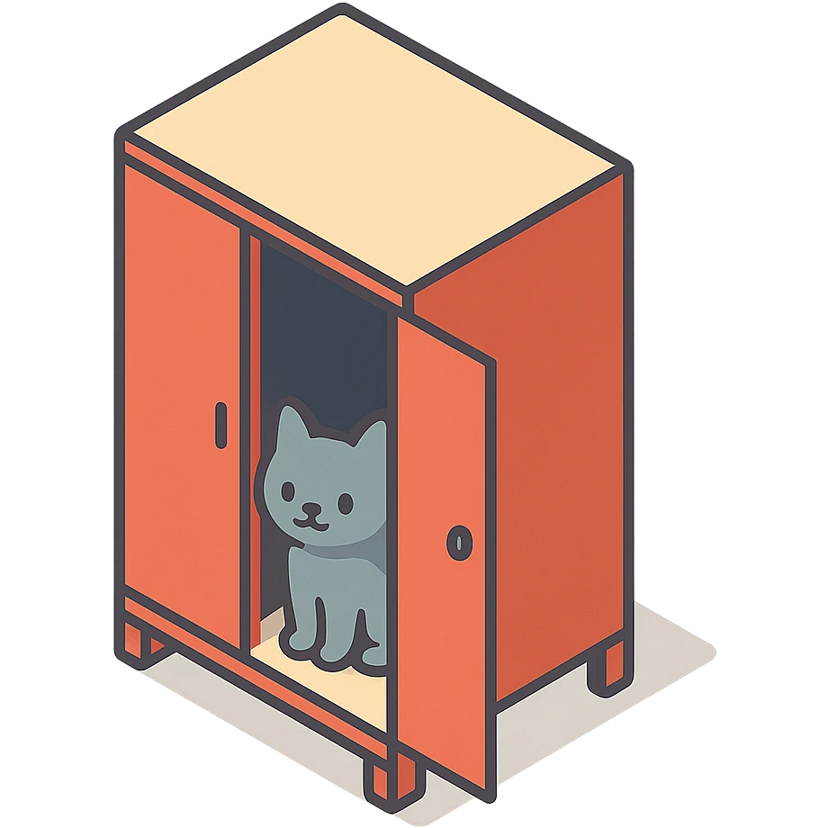 кошка тихо прячется в шкафу для одежды emoji