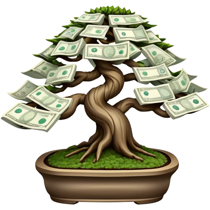 Bonzai with banknotes emoji