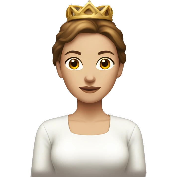 brown haired white women with white shirt with sleeves and spuce crown with white candles emoji
