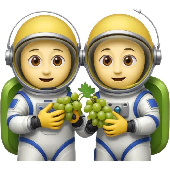 two minions with space suits eating grapes emoji