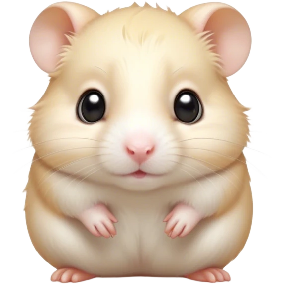 Cinematic Cute Cream Hamster Portrait Emoji, Head tilted playfully and inquisitively, featuring a silky, pristine cream coat with a gentle sheen, round, sparkling dark eyes filled with curiosity, Simplified yet irresistibly adorable features, highly detailed, glowing with a warm, friendly glow, high shine, affectionate and lively, stylized with a touch of whimsy, bright and endearing, soft glowing outline, capturing the essence of a mischievous yet loving hamster, so playful it feels like it could dash out of the screen and into your arms! emoji