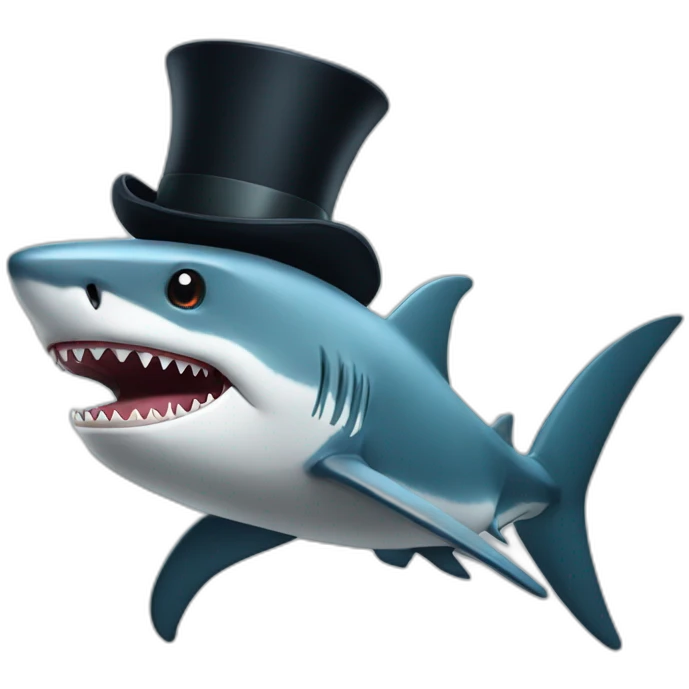 Shark with a top hat emoji