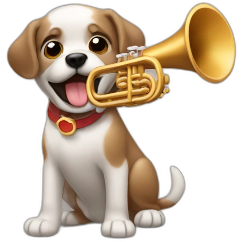 perro tocando la trompeta emoji