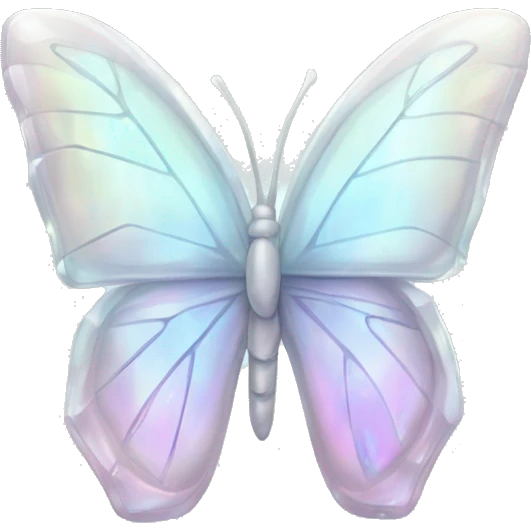 animated Pastel white iridescent glass crystal butterfly emoji