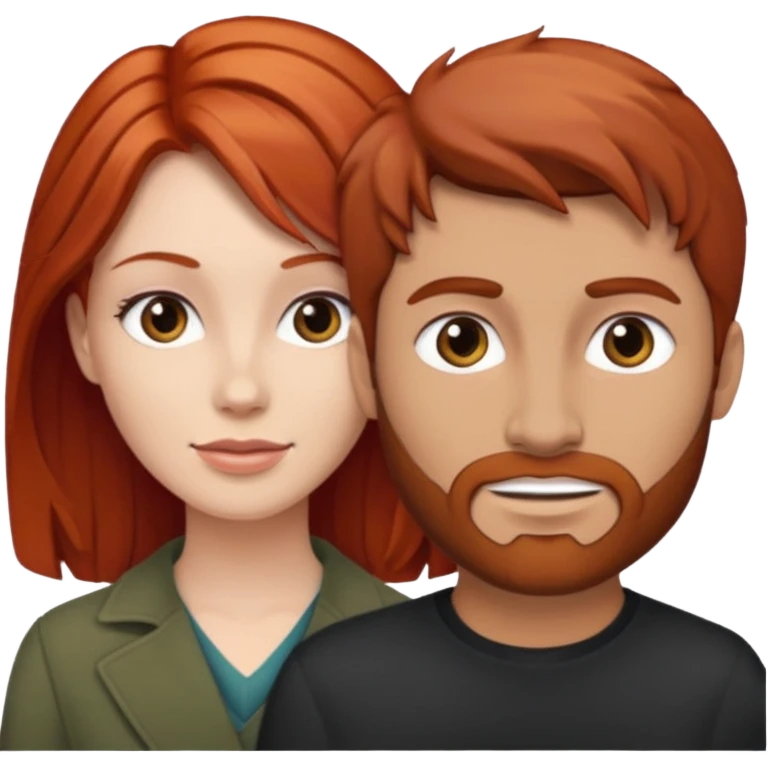 en base a esto👩🏻‍❤️‍💋‍👨🏻, hacer mujer pelirroja y hombre con pelo café emoji