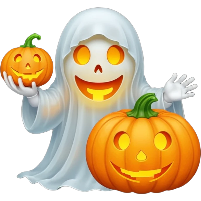 Ghost holding pumpkin emoji
