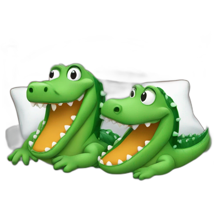 Two alligators in bed emoji
