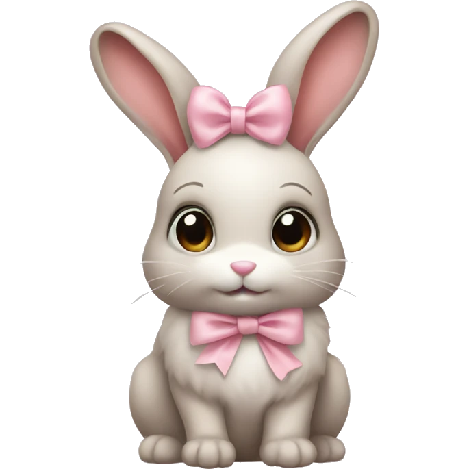 bunny with pale pink bow emoji