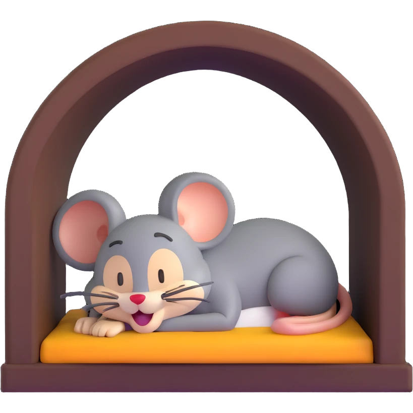Jerry from Tom and Jerry cartoon sleeping in his mouse hole emoji