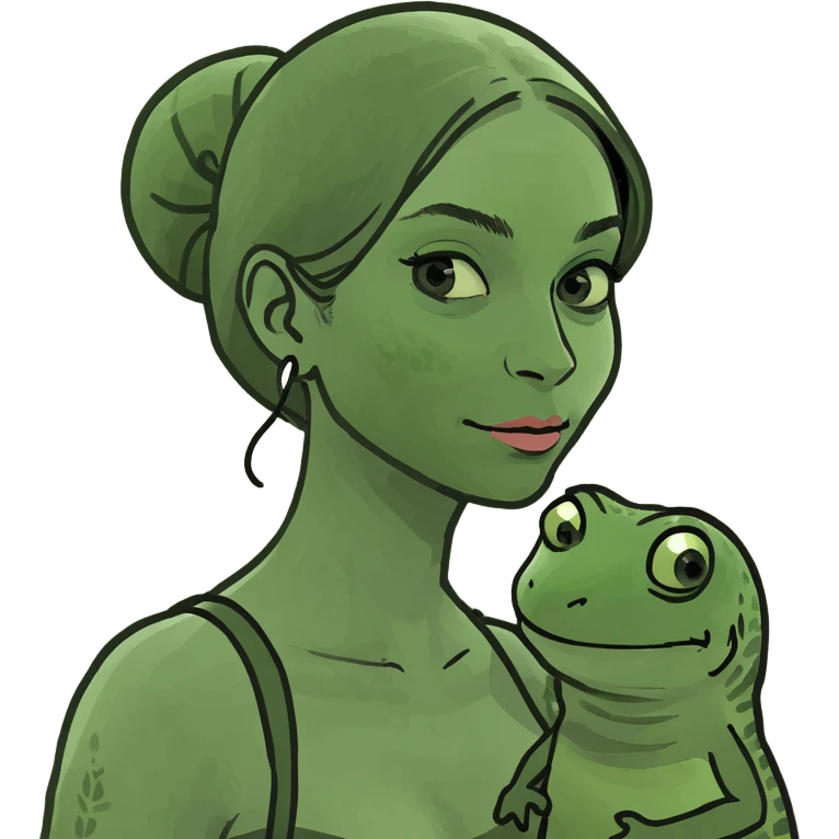 Lady carrying a lizard emoji