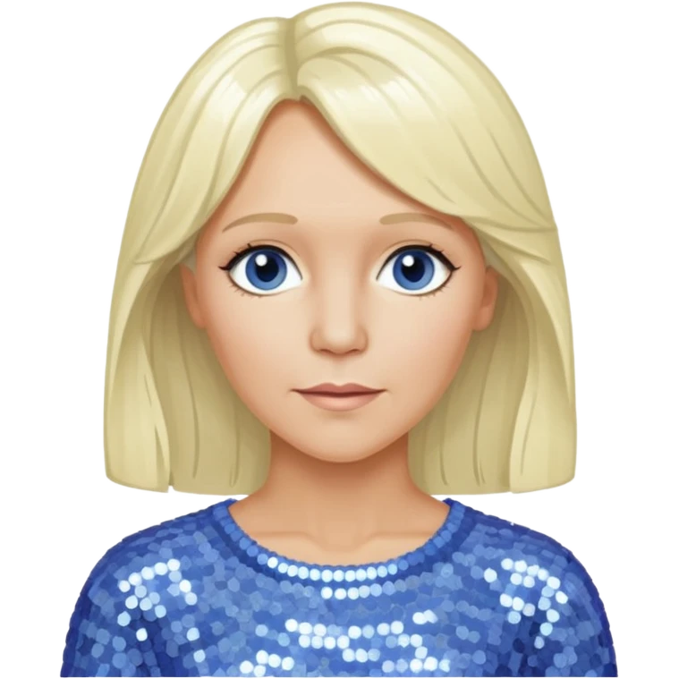  Agnetha Fältskog from ABBA with long platinum blonde hair, periwinkle sequin outfit  emoji