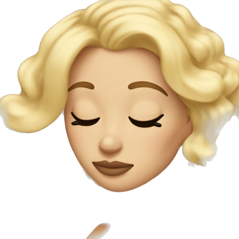 blonde woman sleeping hair curled long eyelashes emoji