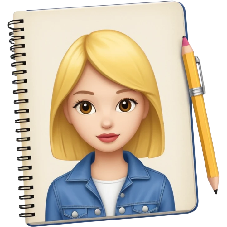 fashion skecth on sketch book, with pencil emoji