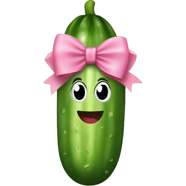 a cucumber with a pink bow emoji