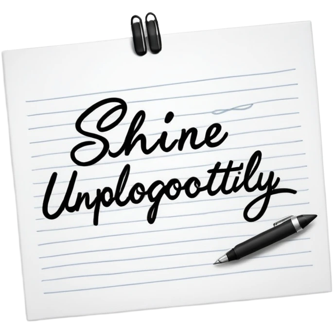handwritten note "shine unapologetically" elegant style emoji