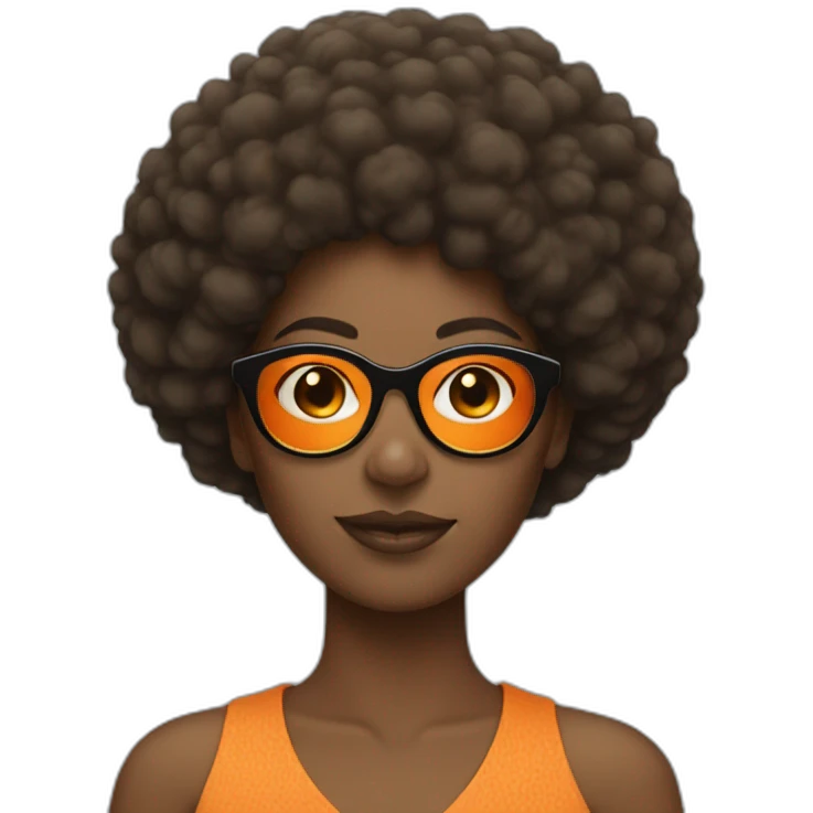 Black woman with Afro and orange glasses emoji