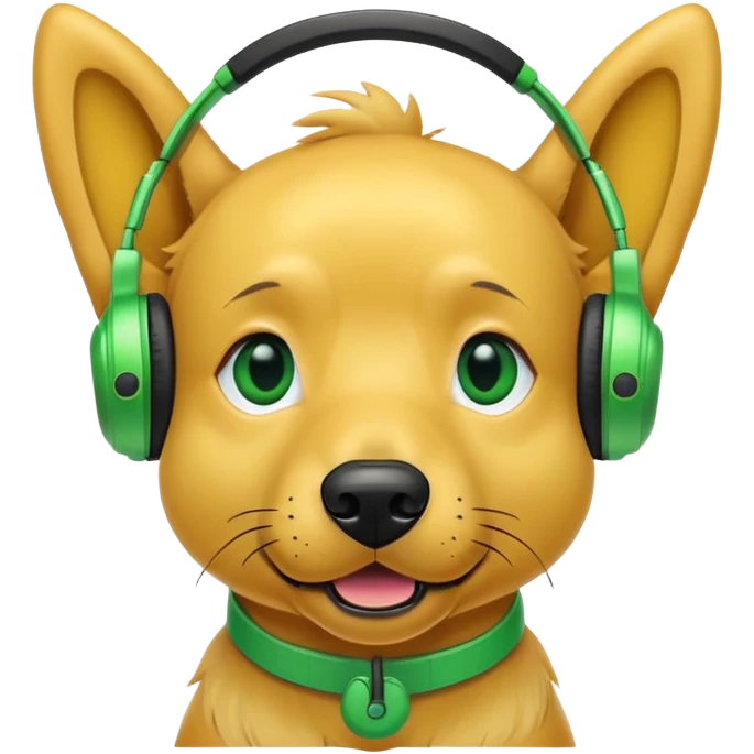 Yellow dog with green headphones emoji