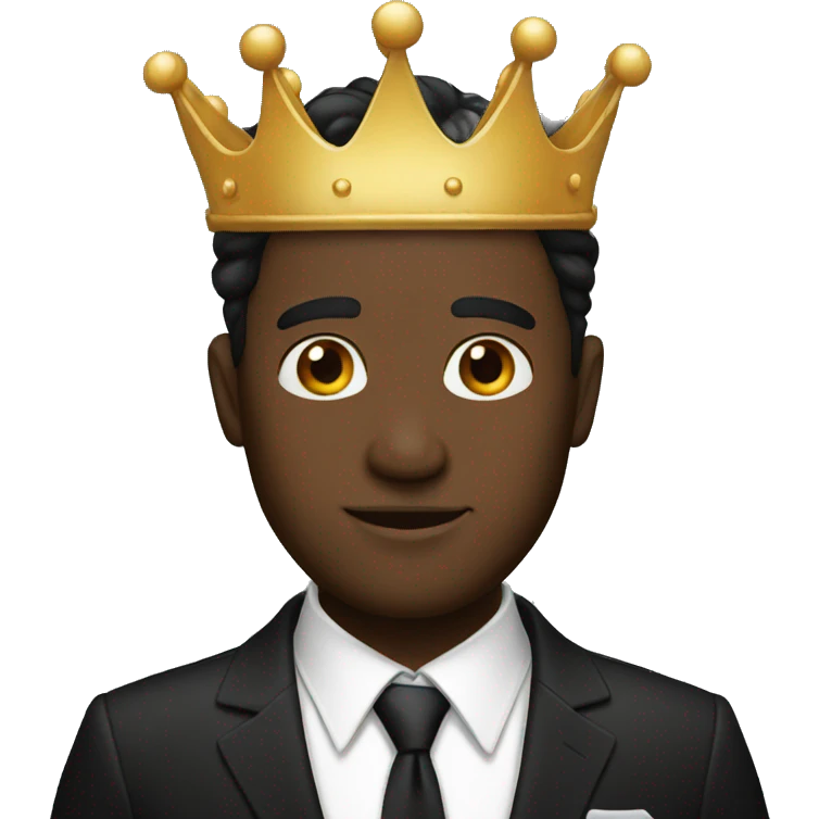 Man black suit crown emoji