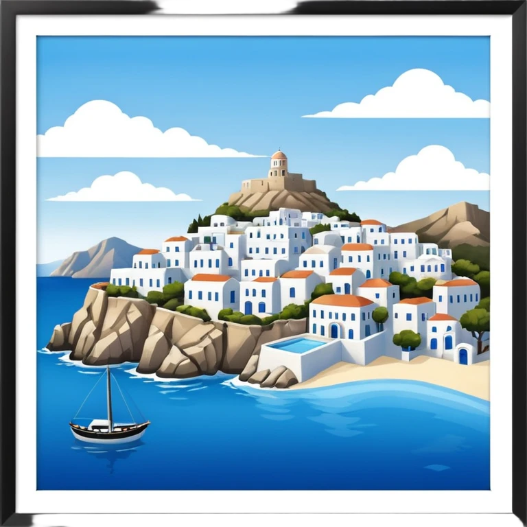 a greek island seen from the sea emoji