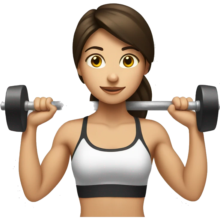 brunette girl lifting weights emoji