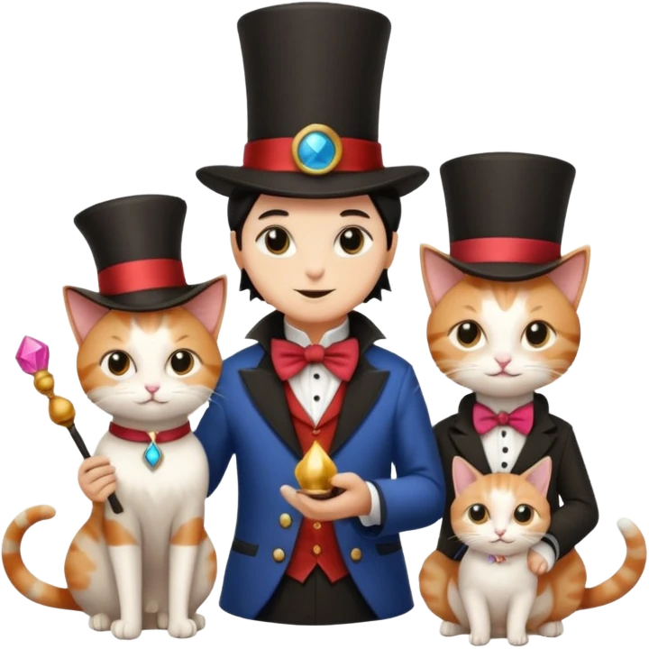 magician couple and their pet cat emoji