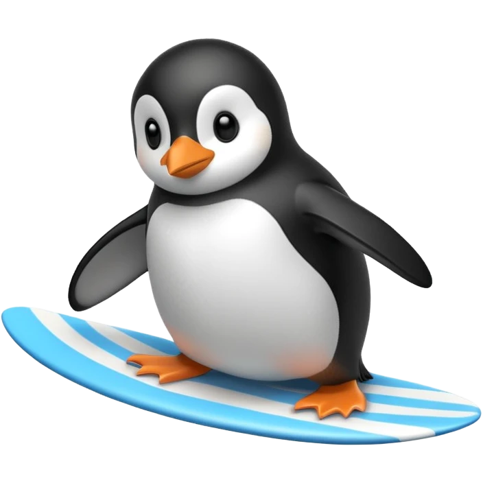 a penguin surfing on ice emoji