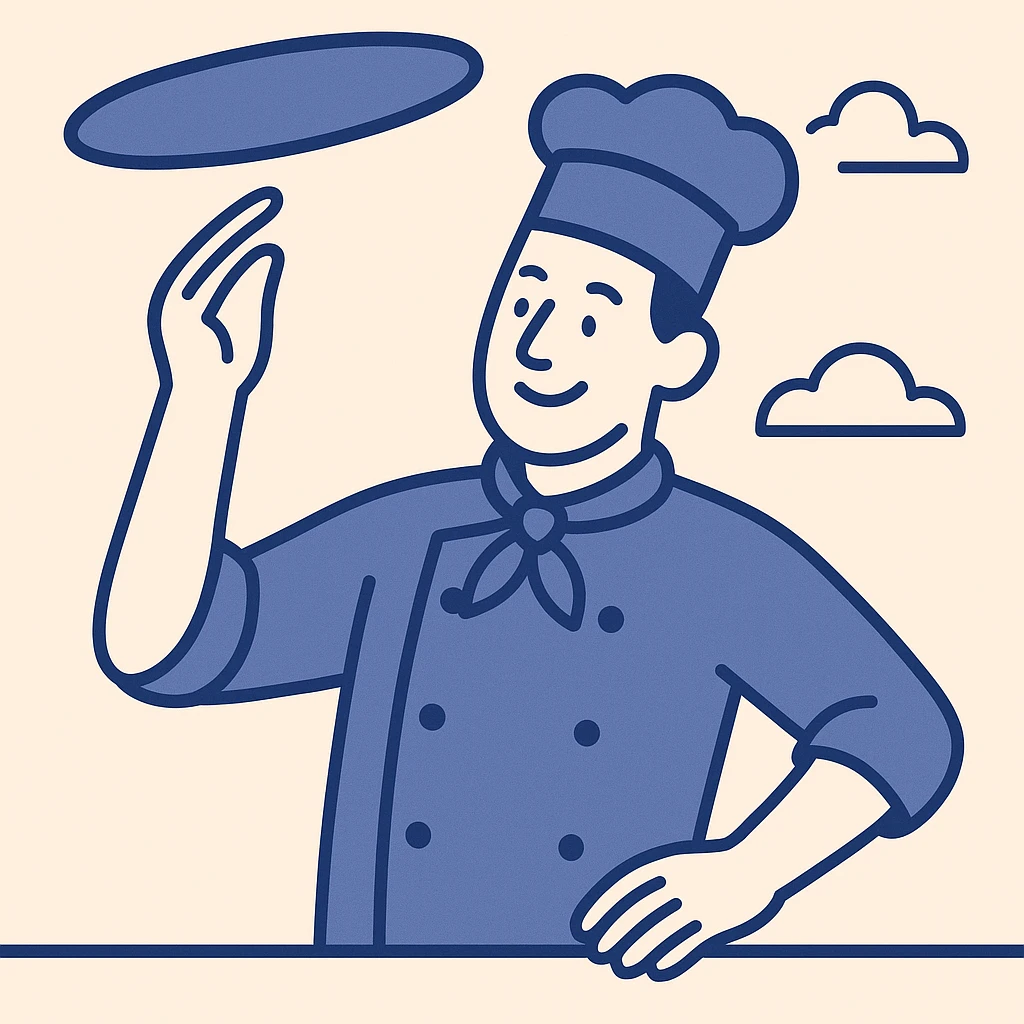 smiling Italian chef spinning pizza dough emoji
