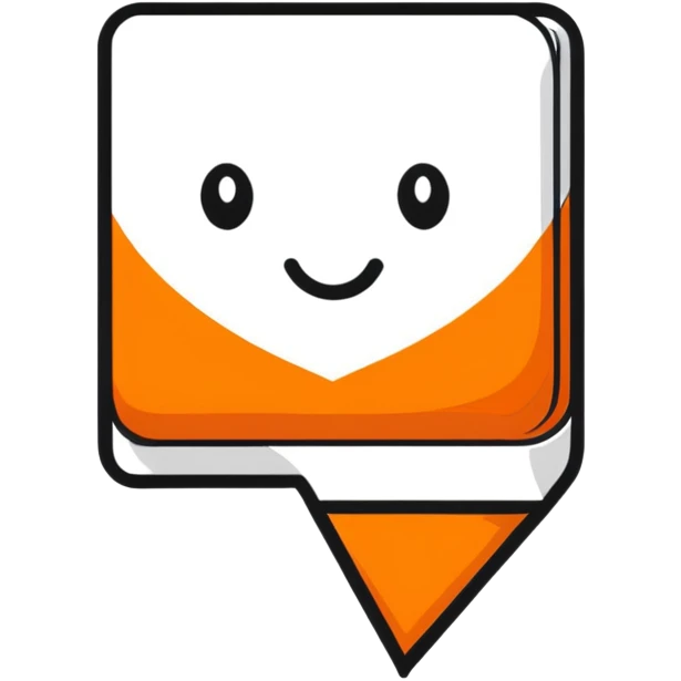 2D orange square with a white check mark inside, cartoonish sticker emoji