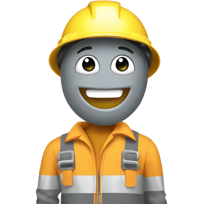 smiley in a construction helmet with thumbs up, wearing a grey boiler suit emoji
