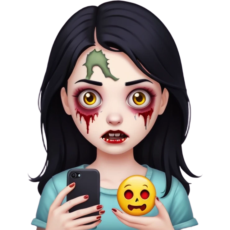 girl zombie with Black hair emoji iphone  emoji