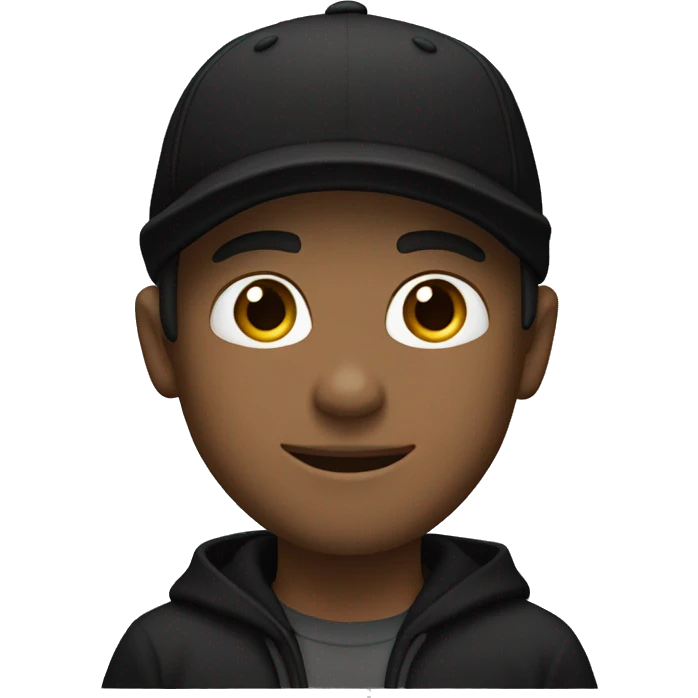 White male wearing black hoodie black baseball cap and black bandana emoji