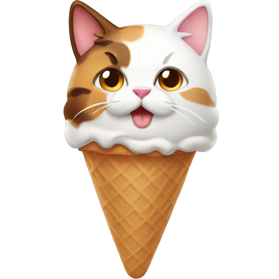 Icecream with calico cat emoji
