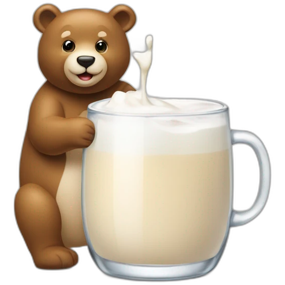 Ours qui boit un verre de lait emoji