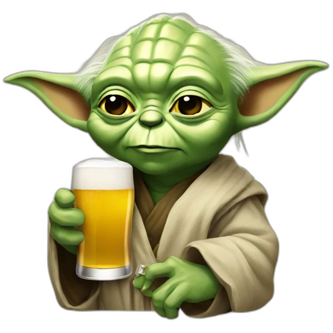 Yoda drinking a beer emoji