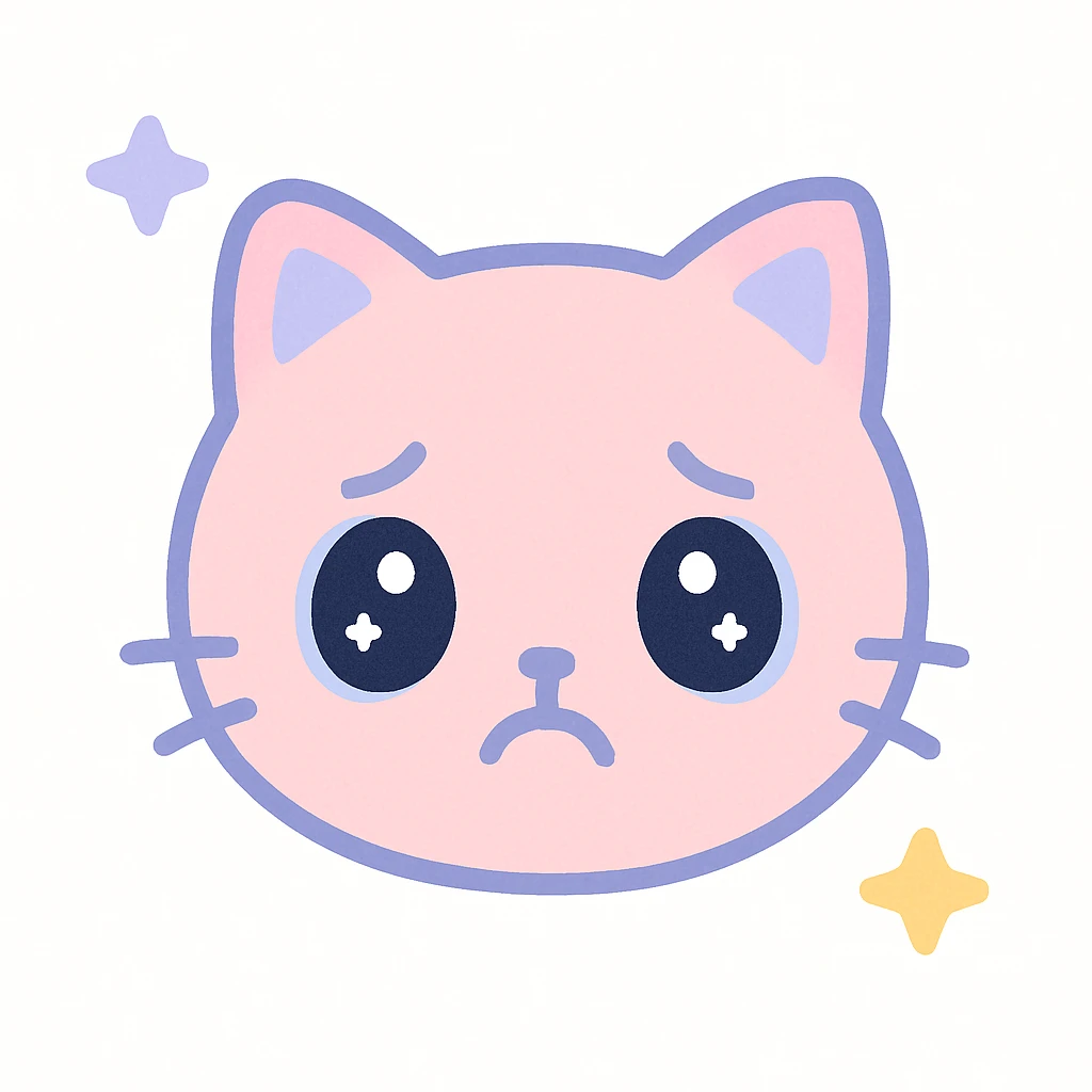 sad cat emoji, big eyes, frown, pastel colors emoji