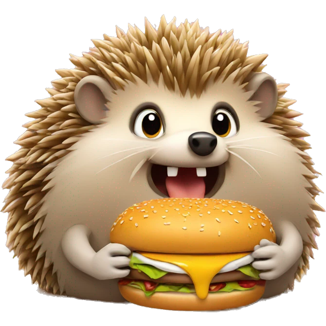 Hedgehog eating burger emoji