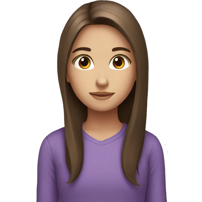 girl with brown hair long hair  brown eyes purple shirt emoji