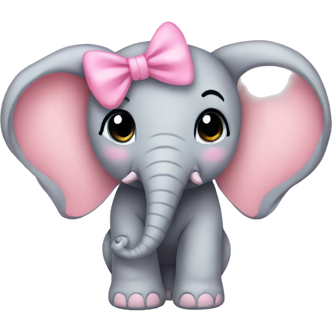 elephant baby pink bow emoji