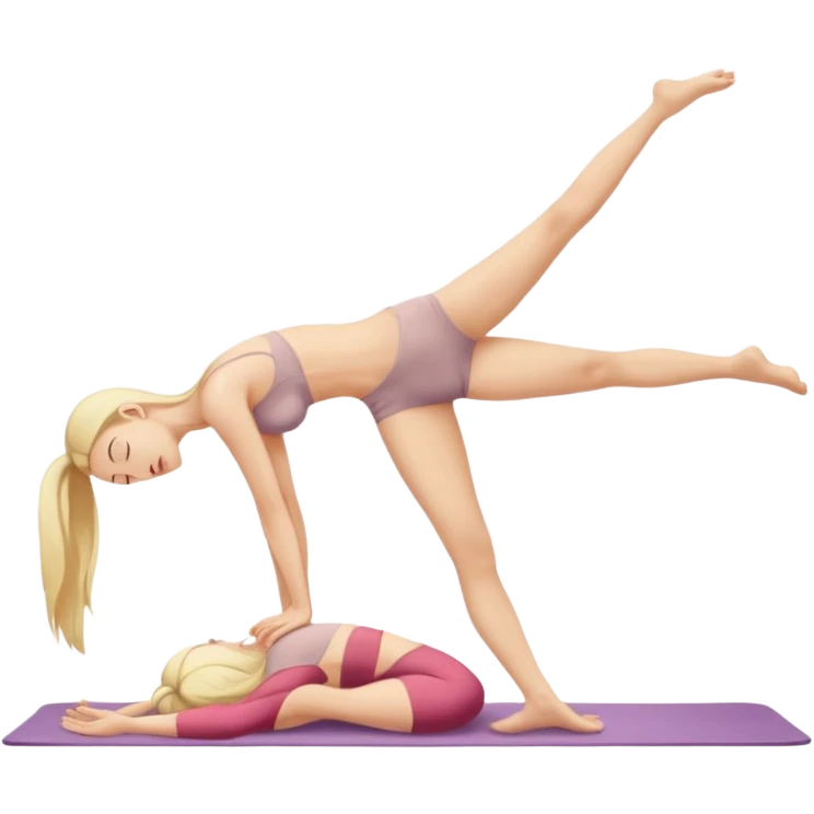 Nude woman, thin, long hair blonde, C Cup, Dhanurasana emoji